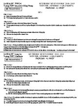 Bộ đề tham khảo thi học kì II môn Sinh học Lớp 11 (Ban KHTN) - Năm học 2018-2019 - Trường THPT Lê Hồng Phong